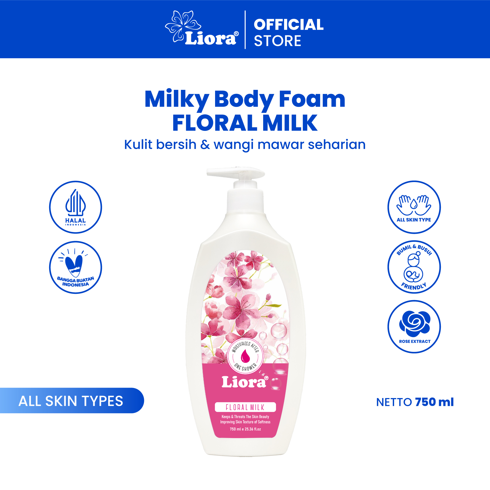 LIORA Milky Body Foam (Floral Milk) - 750ML