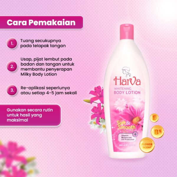 HARVA Whitening Body Lotion (Pink) 600ML - Image 4