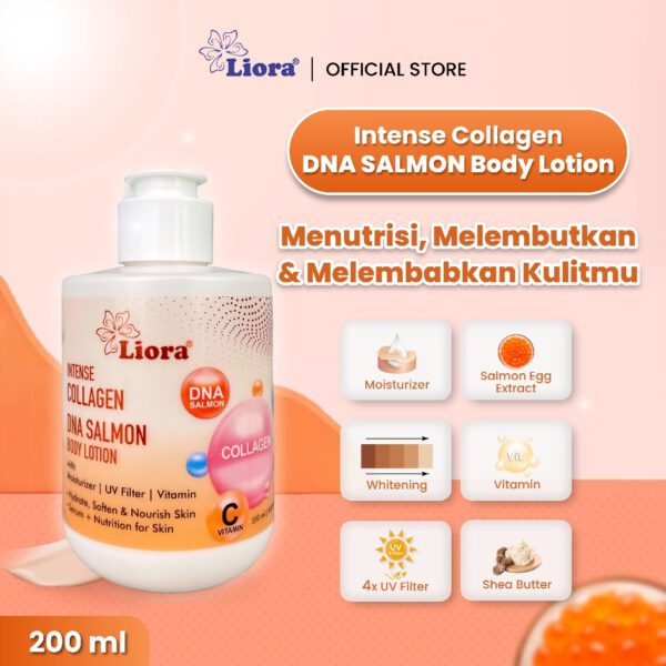 LIORA Intense Collagen DNA Salmon Body Lotion 4x UV-Filter -200ML | Mencerahkan Melembabkan Kulit