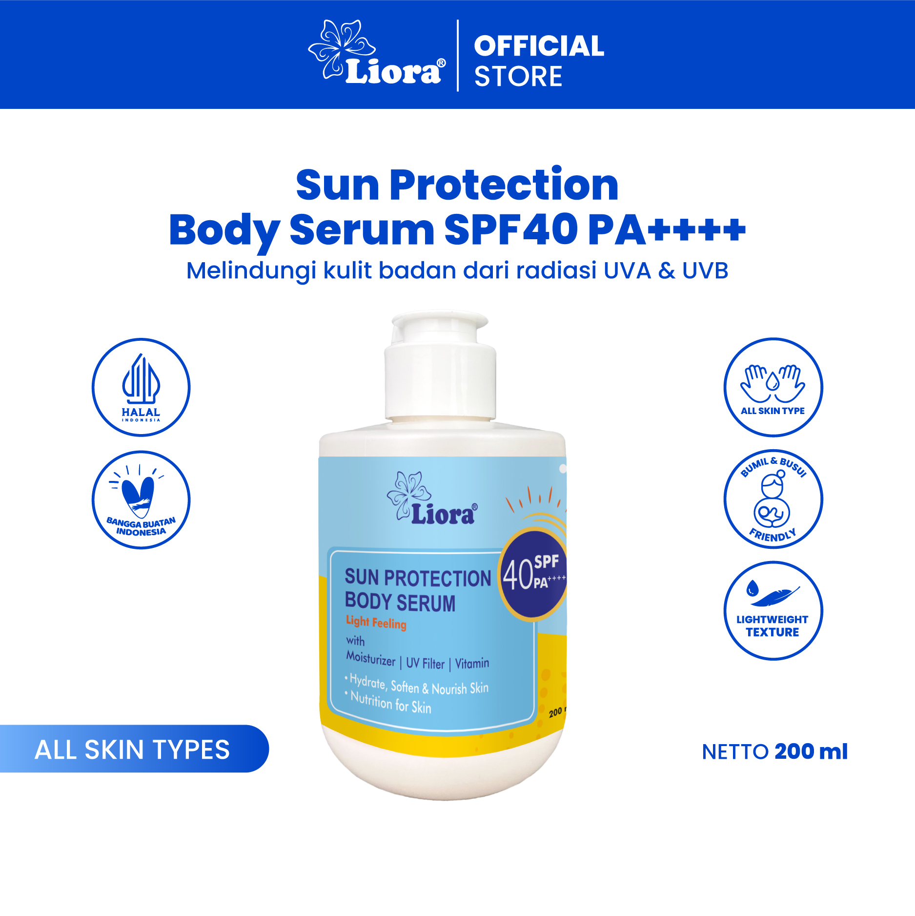 LIORA Sun Protection Body Serum SPF 40 PA++++ 200 ML