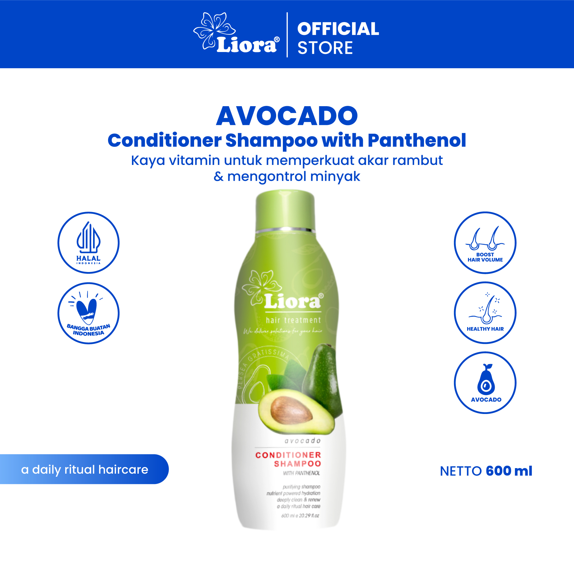 LIORA Natural Shampoo (Avocado) 600ML
