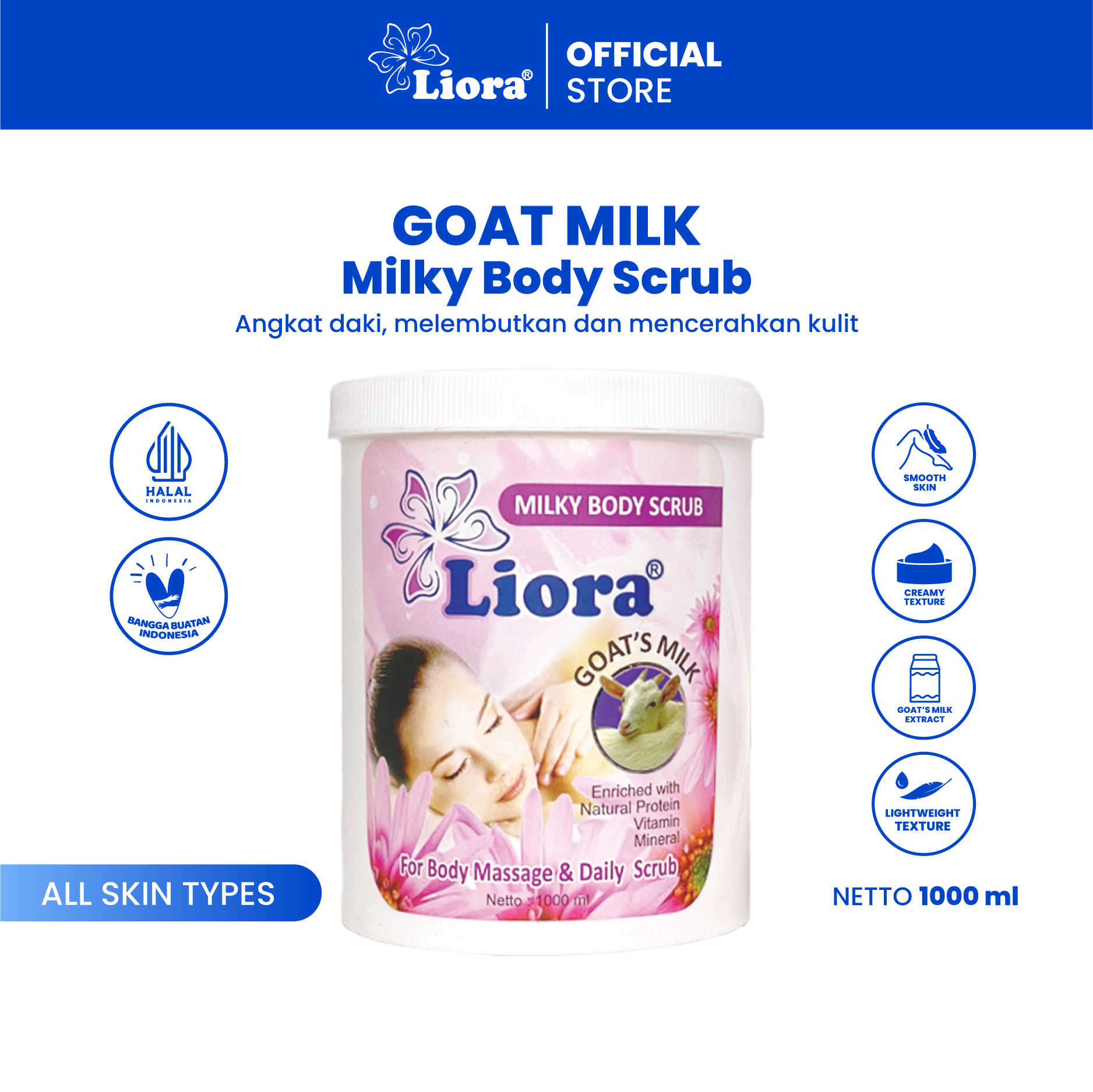 LIORA Lulur Whitening Body Scrub (Goat Milk) - 1000g