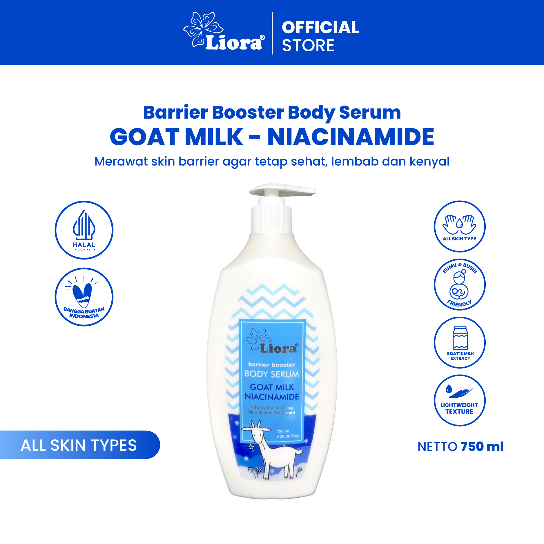 LIORA Barrier Booster Body Serum Goat Milk Niacinamide 750ML