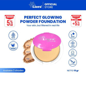 Liora Perfect Glowing Powder Foundation 15g I 2in1 Foundation + Setting Powder Long Lasting & Blur Effect